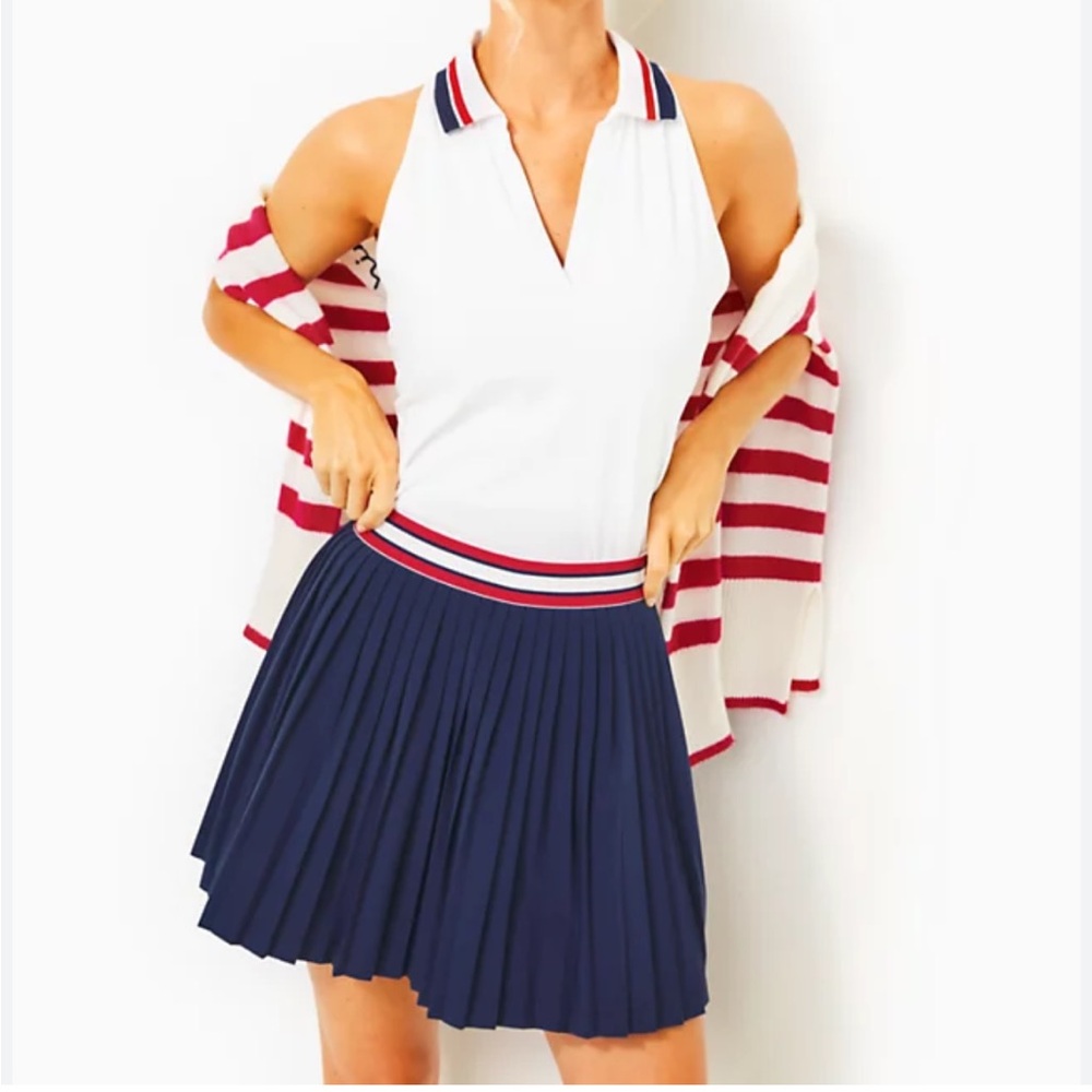 Lilly Pulitzer Luxletic Makara Pleated UPF 50+ Skort Navy Blue Women Size XL - Picture 3 of 10
